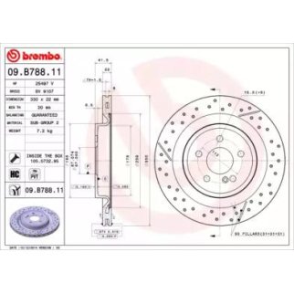 Диск тормозной задний вентилируемый Brembo 09.B788.11 фото