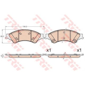 Колодки тормозные передние к-кт TRW GDB2005 фото