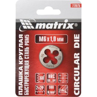 Плашка М12 х 1,25 мм, Р6М5 // MATRIX фото