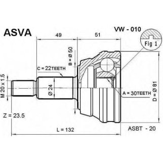 ШРУС наружный ASVA VW-0-10 фото