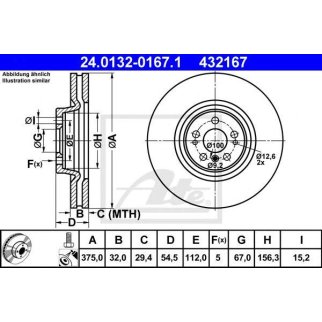 Диск тормозной ATE 24.0132-0167.1 фото