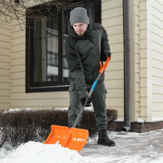 Лопата снеговая пластиковая 490х370х1350мм стальной черенок СИБРТЕХ фото 8