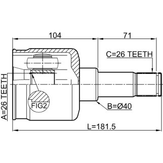 ШРУС ВНУТРЕННИЙ ЛЕВЫЙ 26X40X26 (FEBEST) фото 2
