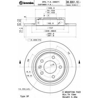 Диск тормозной brembo 08.B351.11 фото