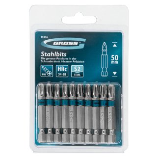 Набор бит РН3х50, сталь S2, (10шт) GROSS фото 4