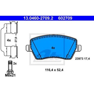Колодки тормозные передние к-кт ATE 13.0460-2709.2 фото