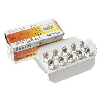 Лампа 12V T10,5x38 10W SV8,5-8 PHILIPS 1 шт. картон 12854CP фото