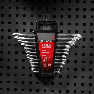 MATRIX 15412 Набор ключей комбинированных, 6 - 22 мм, 12 шт., CrV, матовый хром фото 6