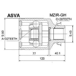 ШРУС ВНУТРЕННИЙ 32X43X28 (ASVA) фото