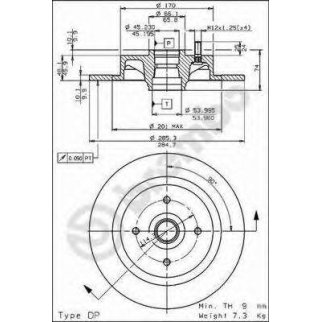 Диск торм. пер.вент.(257x22) 4 отв. фото