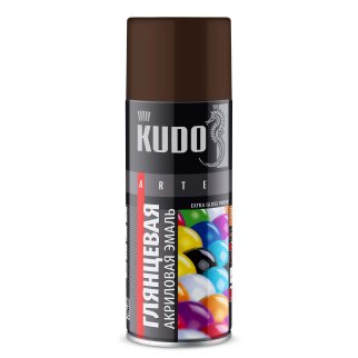 Эмаль универсальная акриловая коричневая глянцевая 520 мл KUDO KU-A8017 фото