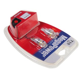 Лампа T10W (W2,1x9,5d) 1 SMD 7080 WHITE блистер с тестером (2 шт) 6000K 12V MEGAPOWER фото 1