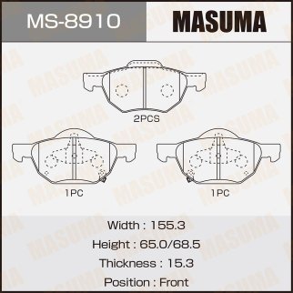 Колодки тормозные передние к-кт Masuma MS-8910 фото