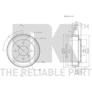 Барабан тормозной задний (203x43,5mm) / NISSAN Almera-Classic (B10),Almera-II (N16),Primera (P11) 99 фото