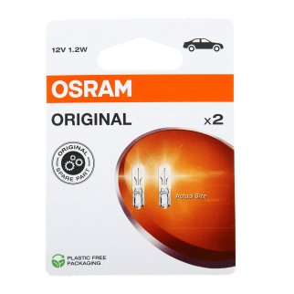 Лампа 12V W1,2W 1,2W W2x4,6d OSRAM ORIGINAL LINE 2 шт. блистер 2721-02B фото