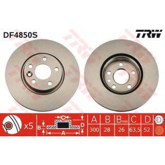 Диск тормозной передний вентилируемый TRW DF4850S фото