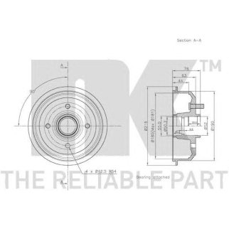 Барабан тормозной задний с подшипником в сборе (180x44mm) / FORD-Fiesta,Escort,Orion,Ka,Puma 1.0-1.8 фото