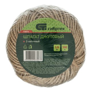 Шпагат джутовый 100м 2-ниточный 1120текс 15 кгс СИБРТЕХ фото 1