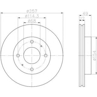 Диск тормозной передний вентилируемый Hella 8DD 355 102-651 фото