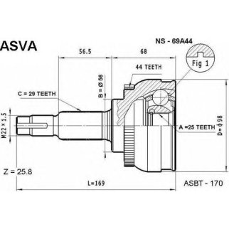 ШРУС наружный ASVA NS69-A44 фото