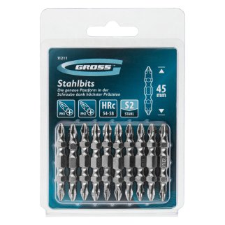 Набор бит двухстор., Ph2-Ph1х45мм, сталь S2, 10шт //GROSS фото 4