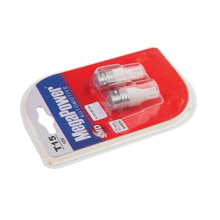 Лампа T15W (W2,1X9,5d) 1 SMD WHITE блистер (2шт) 6000K 12V MEGAPOWER фото 1
