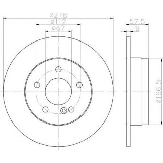 Диск тормозной задний Hella 8DD 355 114-181 фото