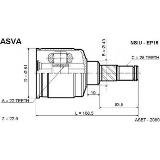 ШРУС внутренний ASVA NSIU-EP16 фото