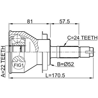 ШРУС НАРУЖНЫЙ22X52X24 (FEBEST) фото 2