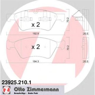 Колодки тормозные передние к-кт Zimmermann 23925.210.1 фото