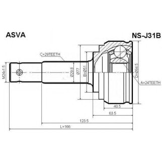 ШРУС наружный ASVA NSJ3-1B фото