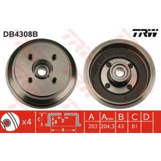 Барабан тормозной TRW DB4308B фото