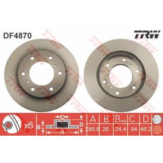 Диск тормозной передний вентилируемый TRW DF4870 фото