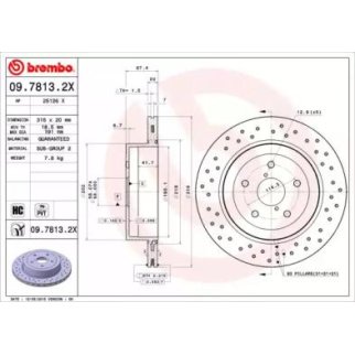 Диск тормозной brembo 09.7813.2X фото