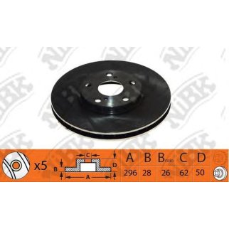 Диск тормозной передний вентилируемый NiBK RN1442 фото