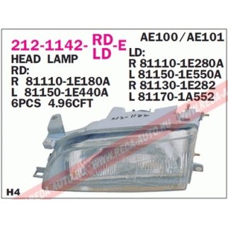 212-1142R-LD-E_фара правая! Toyota Corolla 92-94 фото