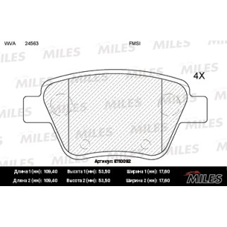 Колодки тормозные задние дисковые к-кт MILES E110092 фото