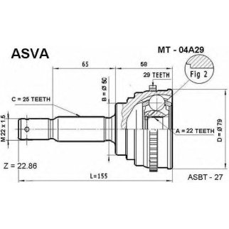 ШРУС наружный ASVA MT-0-4A29 фото