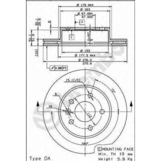 Диск тормозной brembo 09.6983.10 фото