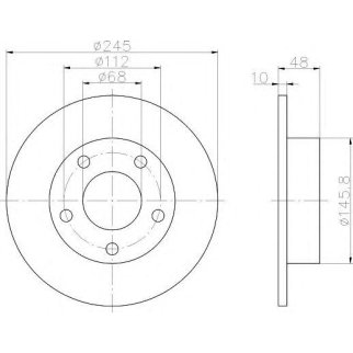 Диск тормозной задний Hella 8DD 355 105-681 фото