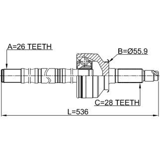 Шрус наружный с валом 26x536x28 фото 2