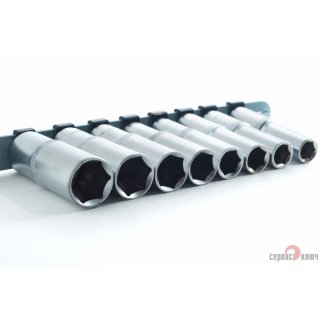 Набор головок глубоких ( 8 предметов) 1/2 (12,13,14,15,17,19,21,22) СЕРВИС КЛЮЧ фото 1