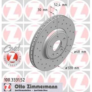 Диск тормозной Zimmermann 100.3331.52 фото