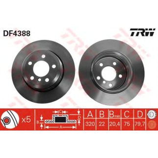 Диск тормозной задний TRW DF4388 фото
