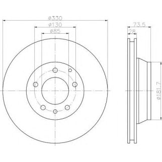 Диск тормозной задний Hella 8DD 355 109-821 фото