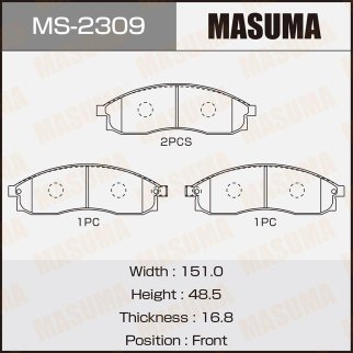 Колодки тормозные передние к-кт Masuma MS-2309 фото