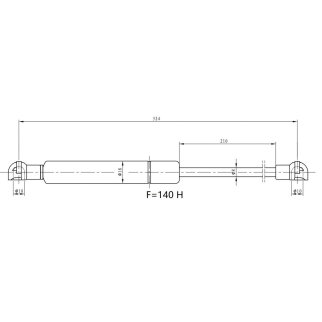 Упор газовый (амортизатор) для а/м Peugeot 206 (98-) универс. (стекла крышки багажника) (GS 2015) фото 3