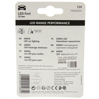 Лампа светодиодная 12V C5W 0.6W SV8.5 43мм двухцокольная блистер (1шт.) Range Perfomance LED NARVA фото 1