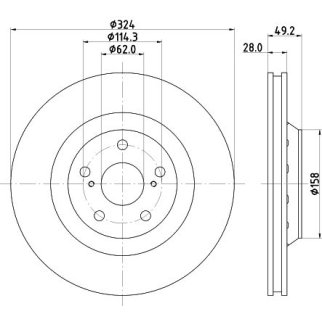 Диск торм. для а/м Toyota Venza (08-) перед. d=324 (DF 084116) фото 3