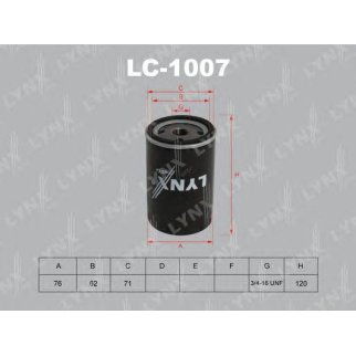 Фильтр масляный LYNXauto LC-1007 фото